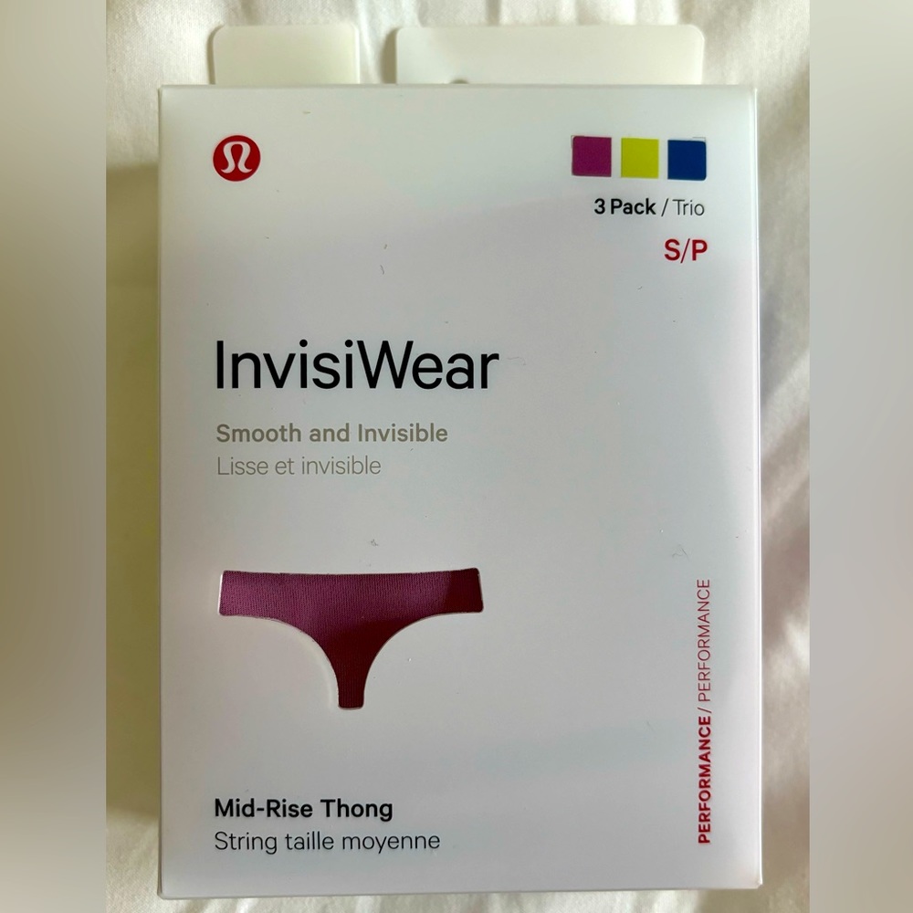 Lululemon InvisiWear mid-rise thong 3pk sz S
